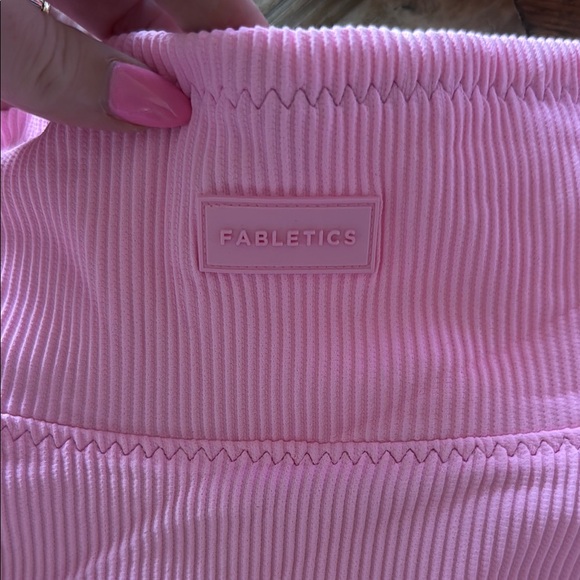 Fabletics Pink Ribbed High Waisted Bikini - Picture 4 of 7